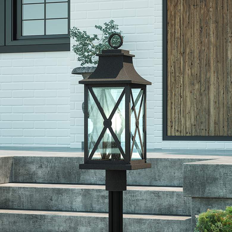 Image 1 Quoizel Ellerbee 24" High Mottled Black Outdoor Post Mount Light