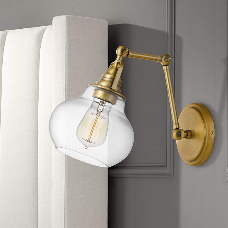 Image 1 Quoizel Elmdale 11"H Weathered Brass Adjustable Wall Sconce