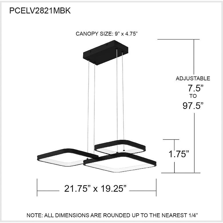 Image 7 Quoizel Elvive 21.75" Wide Matte Black LED Modern Pendant more views