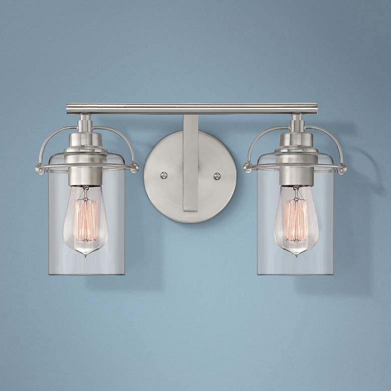 Image 1 Quoizel Emerson 8 3/4"H Brushed Nickel 2-Light Wall Sconce