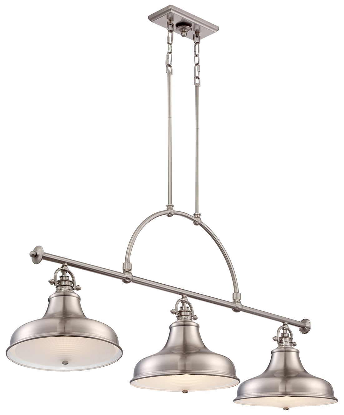 Thumbnail2 of Quoizel Emery 52 1/2"W Brushed Nickel 3-Light Island Pendant more views