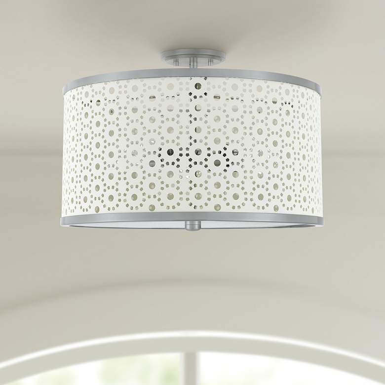Image 1 Quoizel Emmeline 19" Wide Brushed Nickel Drum Ceiling Light