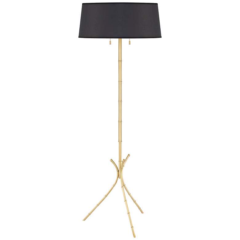Image 1 Quoizel Epoch Collection Brass Finish Black Shade Floor Lamp