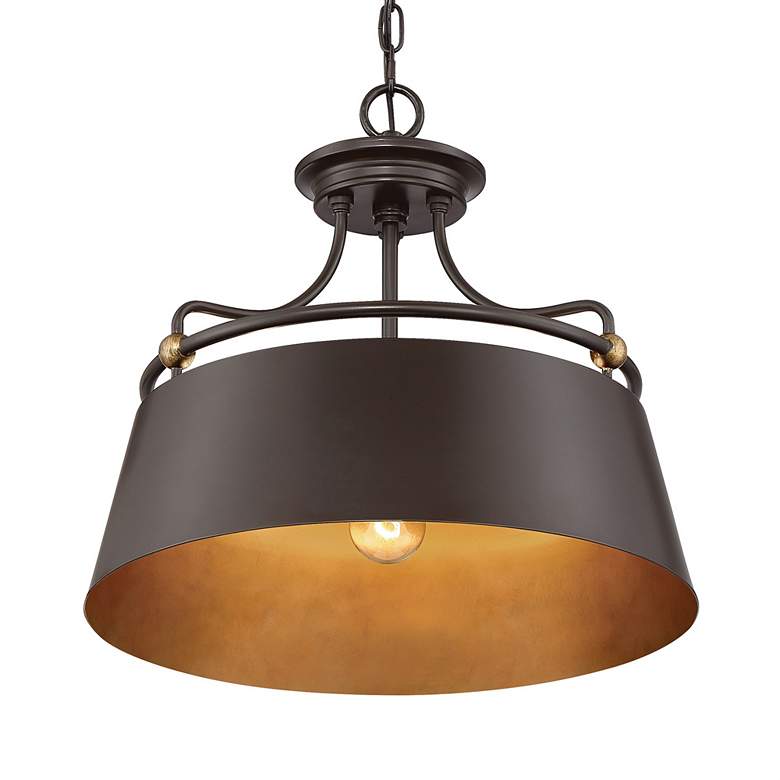 Image 4 Quoizel Fairview 18"W Western Bronze 3-Light Drum Pendant more views