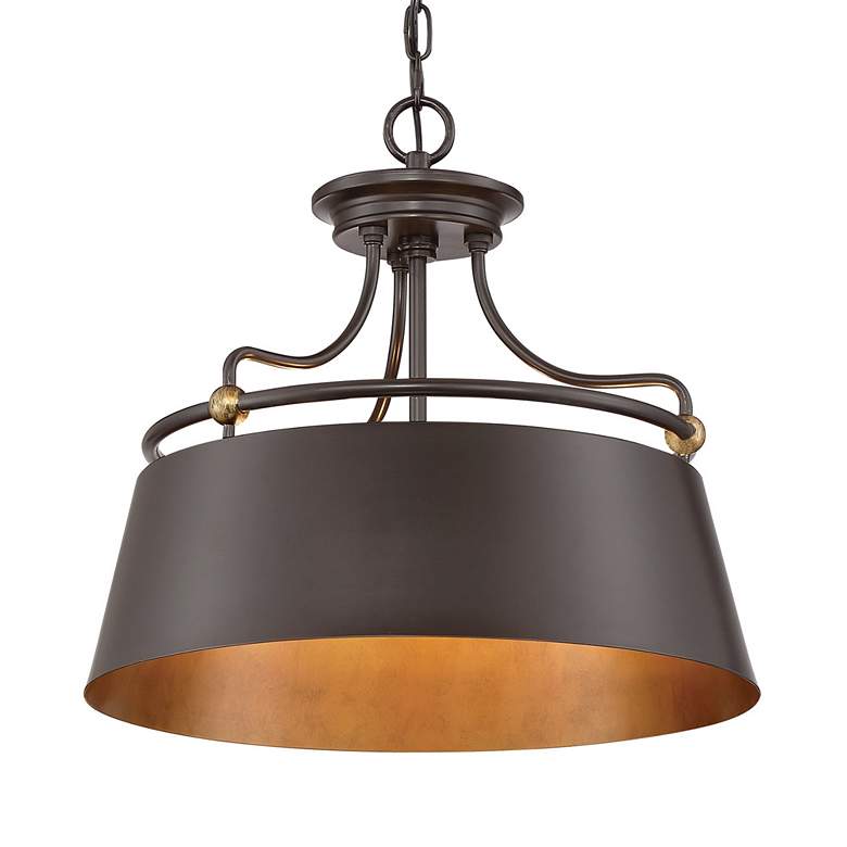 Image 5 Quoizel Fairview 18"W Western Bronze 3-Light Drum Pendant more views