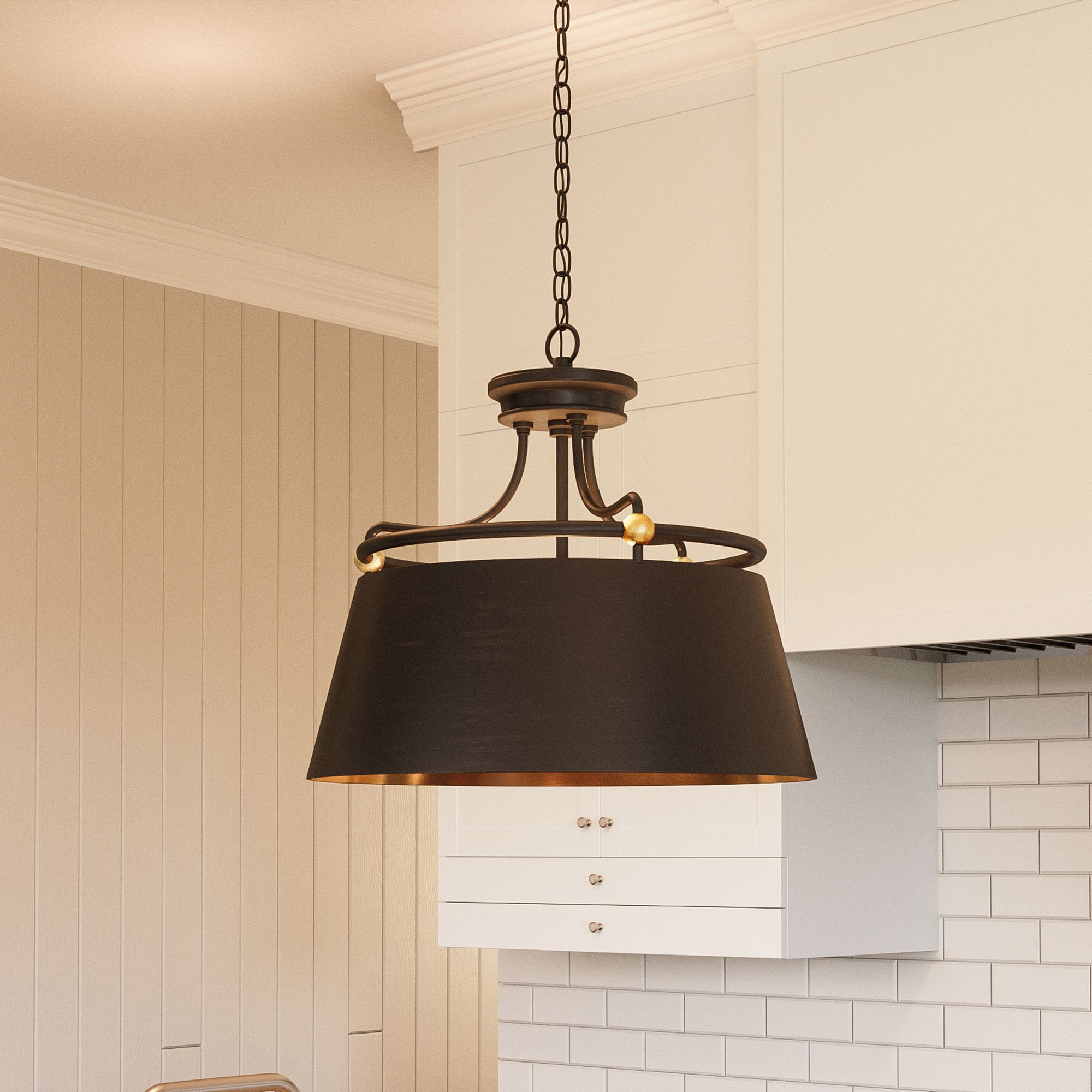 Quoizel Fairview 18"W Western Bronze 3-Light Drum Pendant in scene