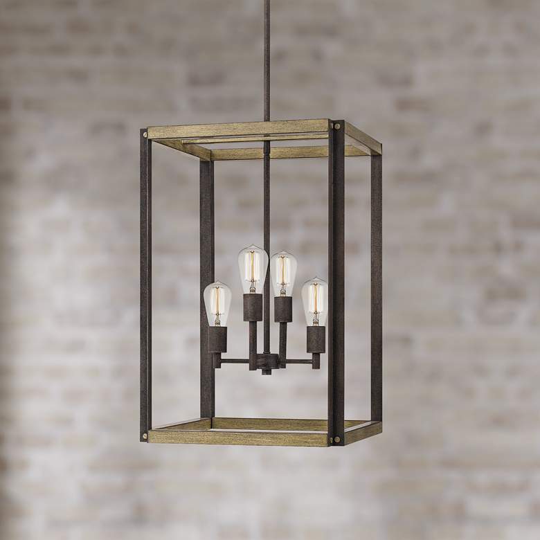 Image 1 Quoizel Finn 16 inch Wide Rustic Black 4-Light Foyer Pendant