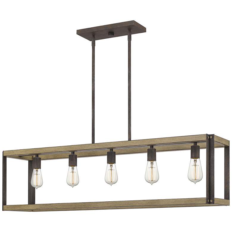 Image 2 Quoizel Finn 42" Wide Rustic Black 5-Light Island Pendant