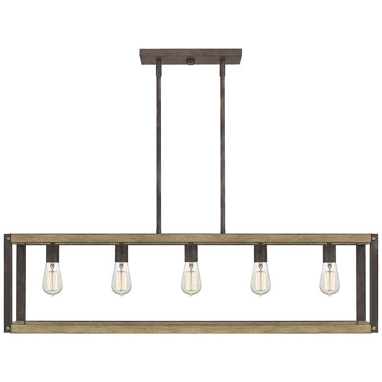 Image 4 Quoizel Finn 42" Wide Rustic Black 5-Light Island Pendant more views