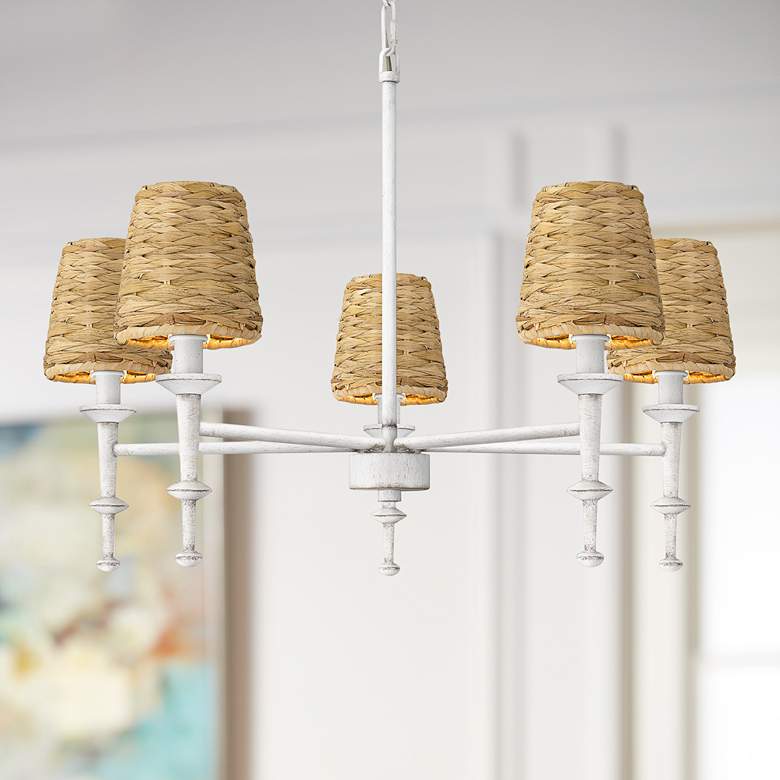 Image 1 Quoizel Flannery 26" Wide Antique White 5-Light Chandelier