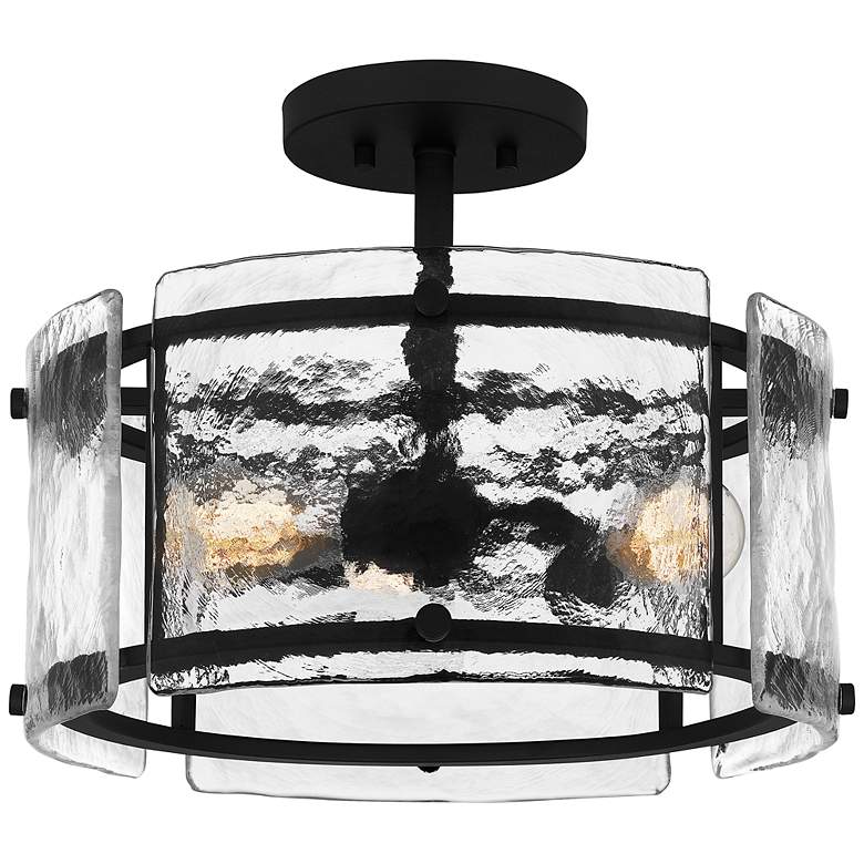 Image 1 Quoizel Fortress 16 inch Wide 3-Light Earth Black Semi-Flush Ceiling Light