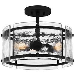 Quoizel Fortress 16" Wide 3-Light Earth Black Semi-Flush Ceiling Light