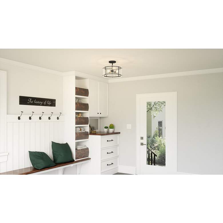 Image 3 Quoizel Fortress 16" Wide 3-Light Earth Black Semi-Flush Ceiling Light more views