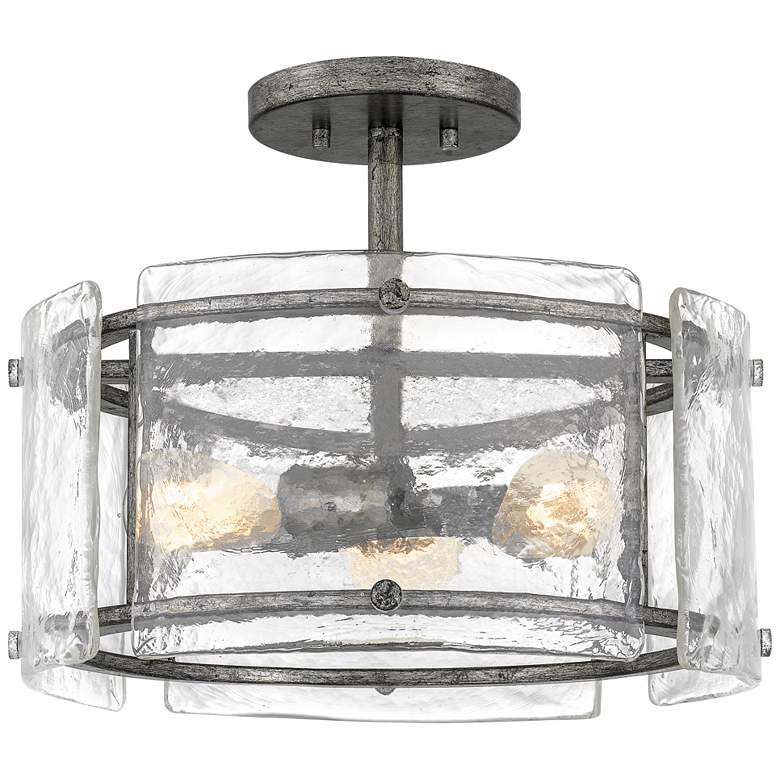 Image 2 Quoizel Fortress 16"W Mottled Silver 3-Light Ceiling Light