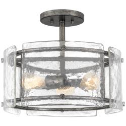Quoizel Fortress 16"W Mottled Silver 3-Light Ceiling Light