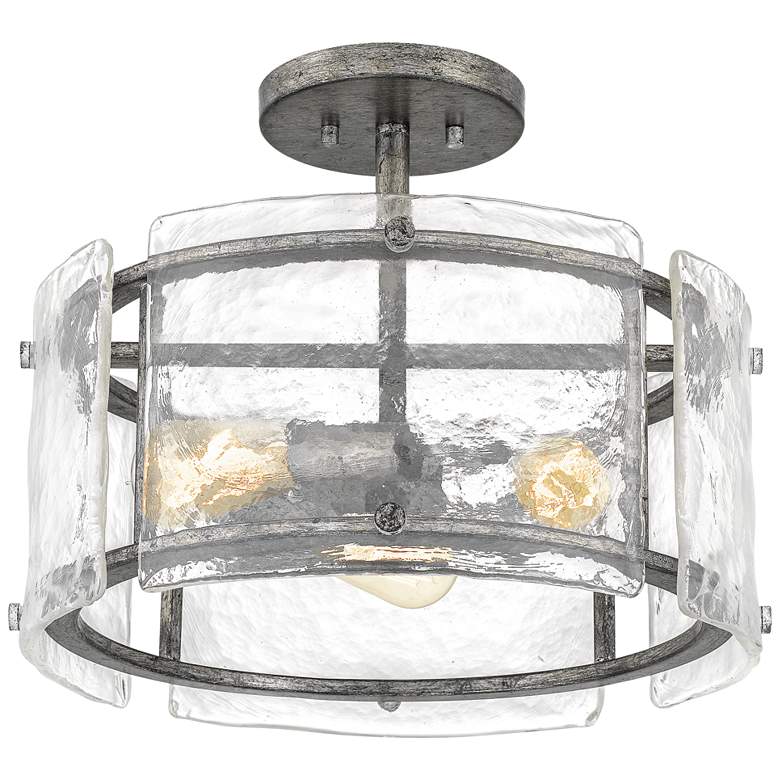 Image 4 Quoizel Fortress 16"W Mottled Silver 3-Light Ceiling Light more views
