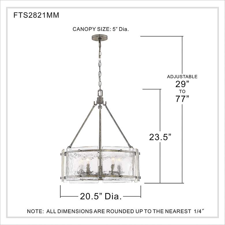 Image 4 Quoizel Fortress 20 1/2" Wide Mottled Silver Metal 5-Light Pendant more views