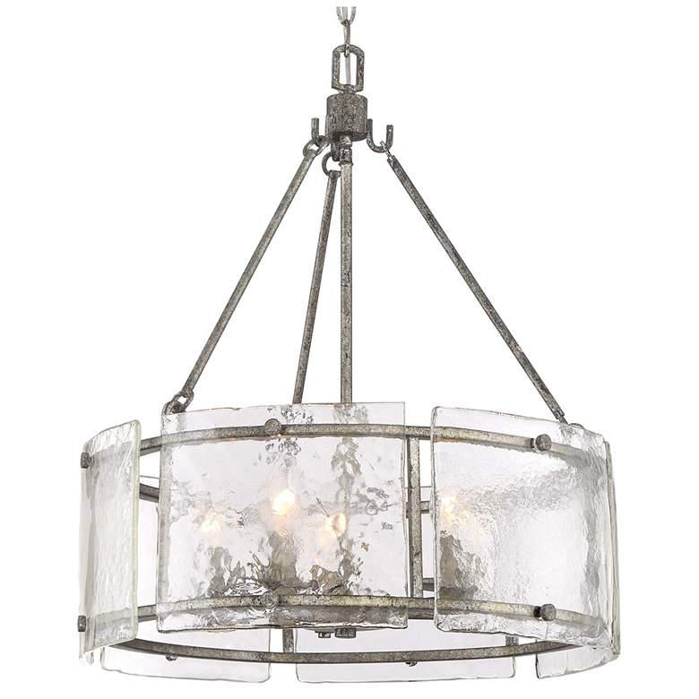 Image 7 Quoizel Fortress 20 1/2" Wide Mottled Silver Metal 5-Light Pendant more views