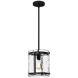 Quoizel Fortress 9 1/4" Wide Earth Black Textured Glass Mini Pendant