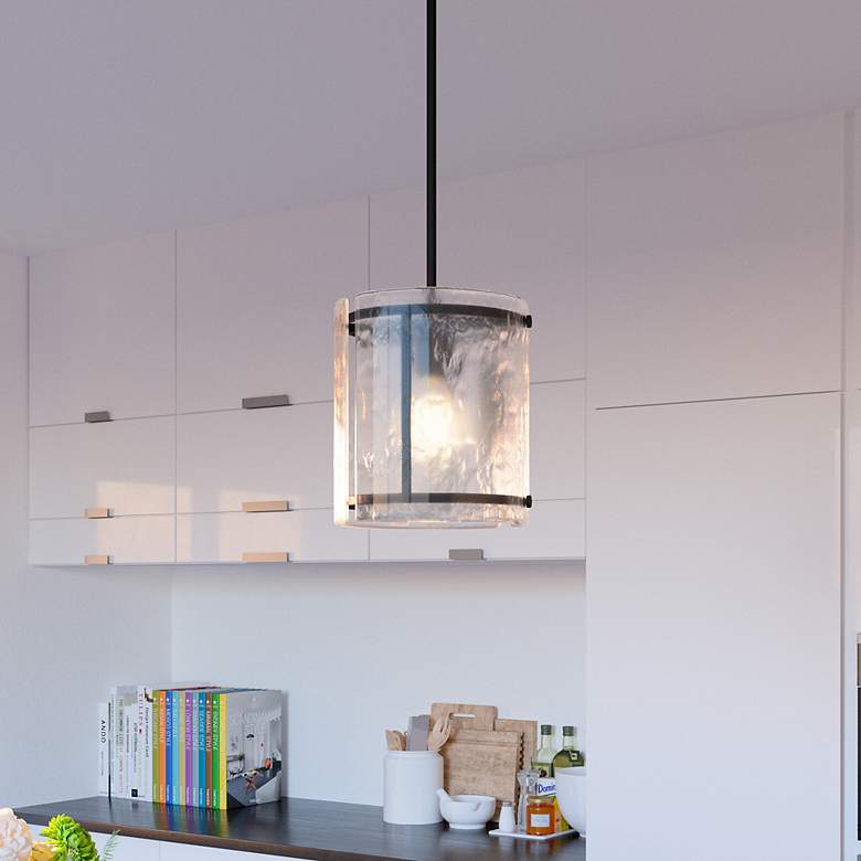 Image 2 Quoizel Fortress 9 1/4" Wide Earth Black Textured Glass Mini Pendant