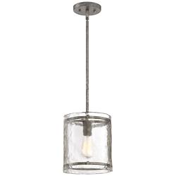 Quoizel Fortress 9 1/4" Wide Mottled Silver and Glass Mini Pendant