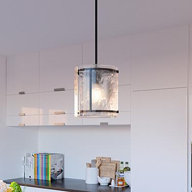 Quoizel Fortress 9 1/4" Wide Earth Black Textured Glass Mini Pendant