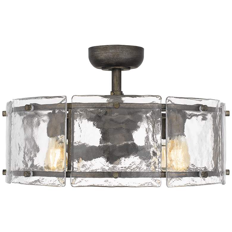 Quoizel Fortress Mottled Silver Damp Rated LED Fandelier Ceiling Fan Light more views