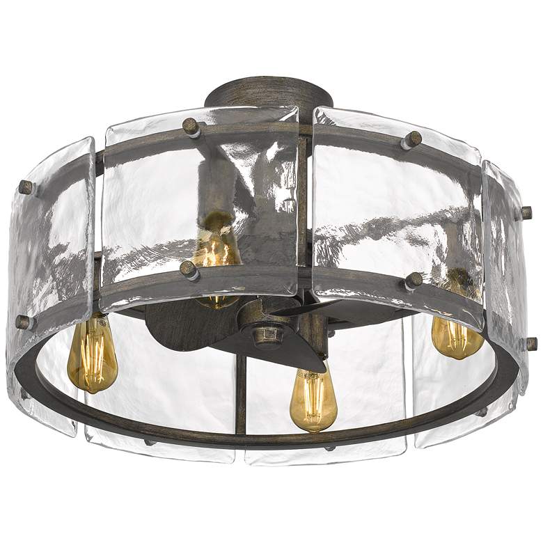 Quoizel Fortress Mottled Silver Damp Rated LED Fandelier Ceiling Fan Light more views