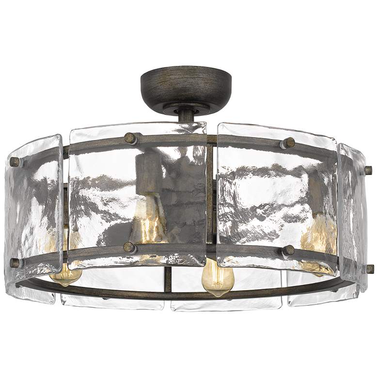 Image 3 Quoizel Fortress Mottled Silver Damp Rated LED Fandelier Ceiling Fan