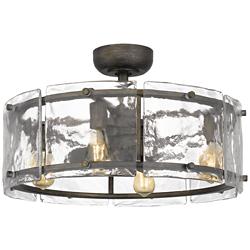 Quoizel Fortress Mottled Silver Damp Rated LED Fandelier Ceiling Fan