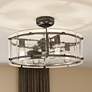 Quoizel Fortress Mottled Silver Damp Rated LED Fandelier Ceiling Fan in scene