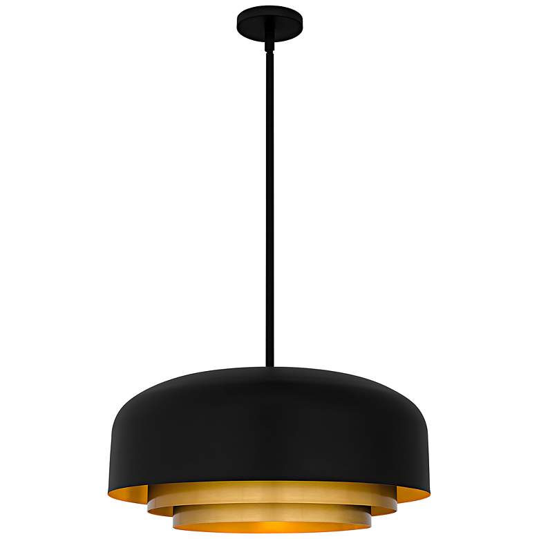 Image 1 Quoizel Frankie 22" Wide Matte Black and Gold Pendant Light