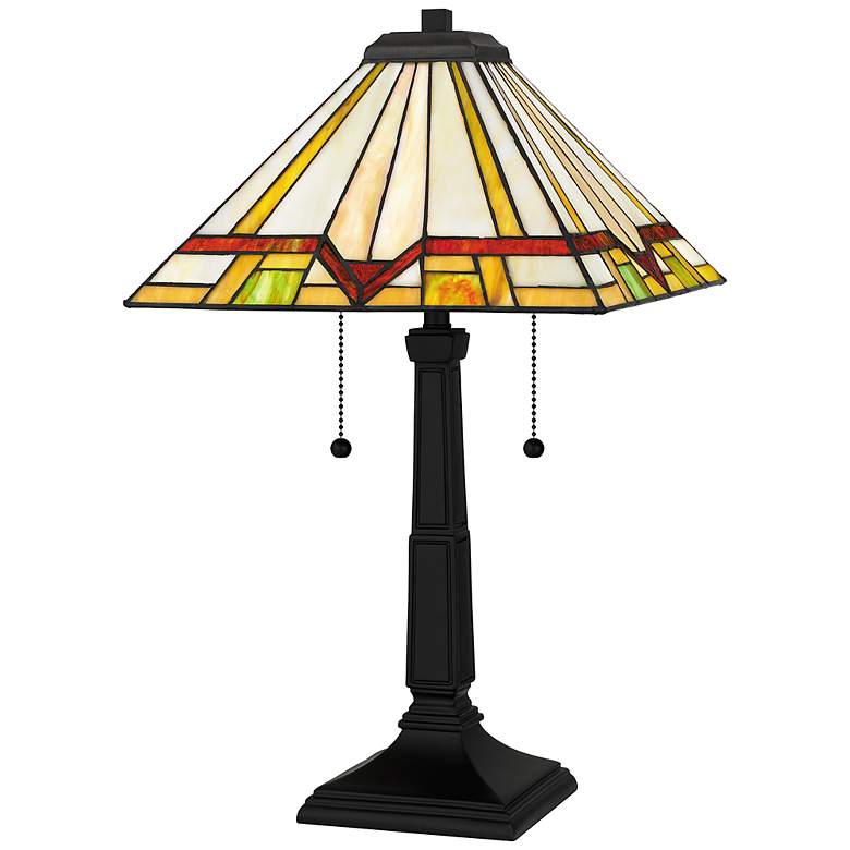 Image 3 Quoizel Frederick Matte Black Art Glass Accent Table Lamp