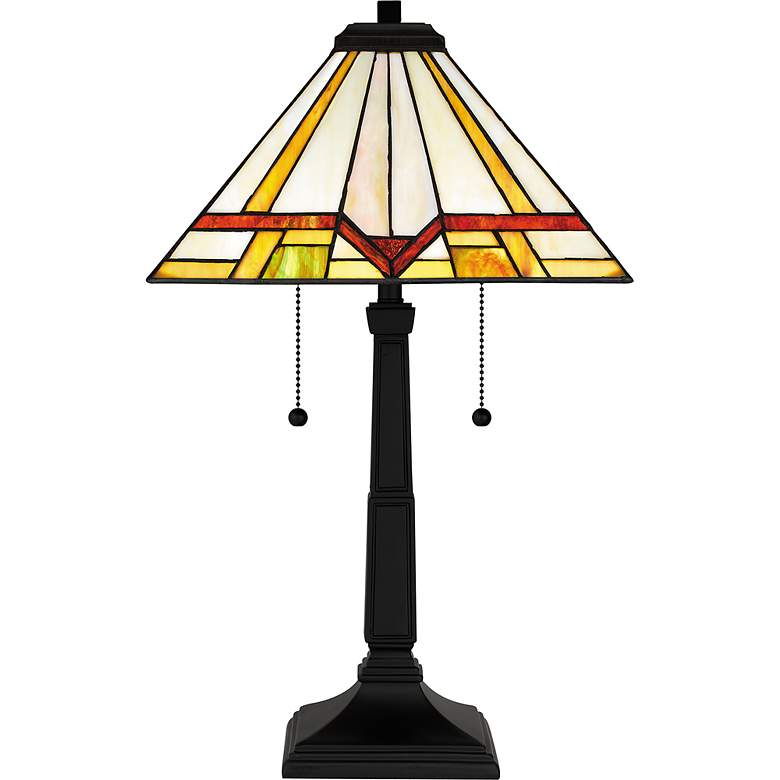 Image 4 Quoizel Frederick Matte Black Art Glass Accent Table Lamp more views
