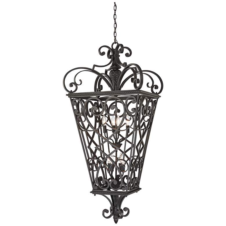 Image 2 Quoizel French Quarter 31 inch Wide Marcado Black 8-Light Hanging Lantern