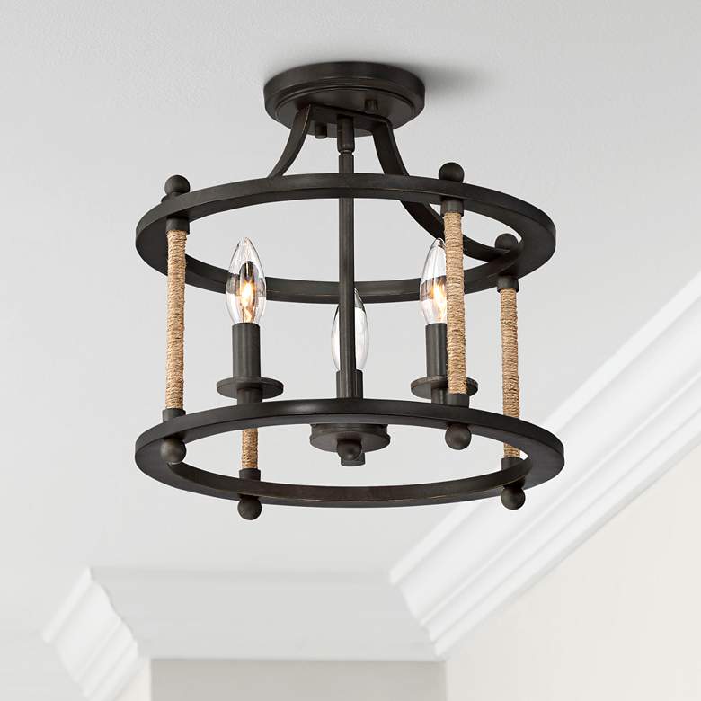 Image 1 Quoizel Frontier 13" Wide Imperial Bronze Ceiling Light