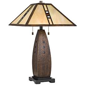 Image2 of Quoizel Fulton 26 1/2" Mission Bronze Tiffany-Style Shade Table Lamp