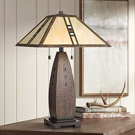 Image1 of Quoizel Fulton 26 1/2" Mission Bronze Tiffany-Style Shade Table Lamp