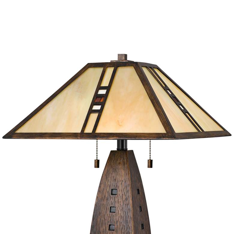 Image 4 Quoizel Fulton 26 1/2" Mission Bronze Tiffany-Style Shade Table Lamp more views