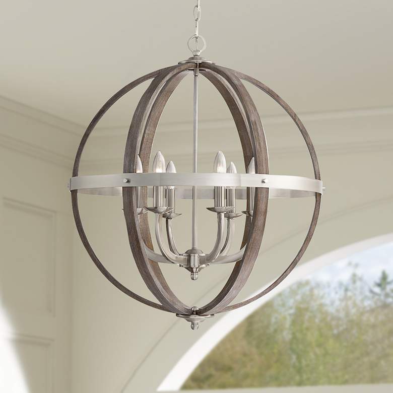 Image 1 Quoizel Fusion 24 1/2" Wide Brushed Nickel 6-Light Orb Chandelier