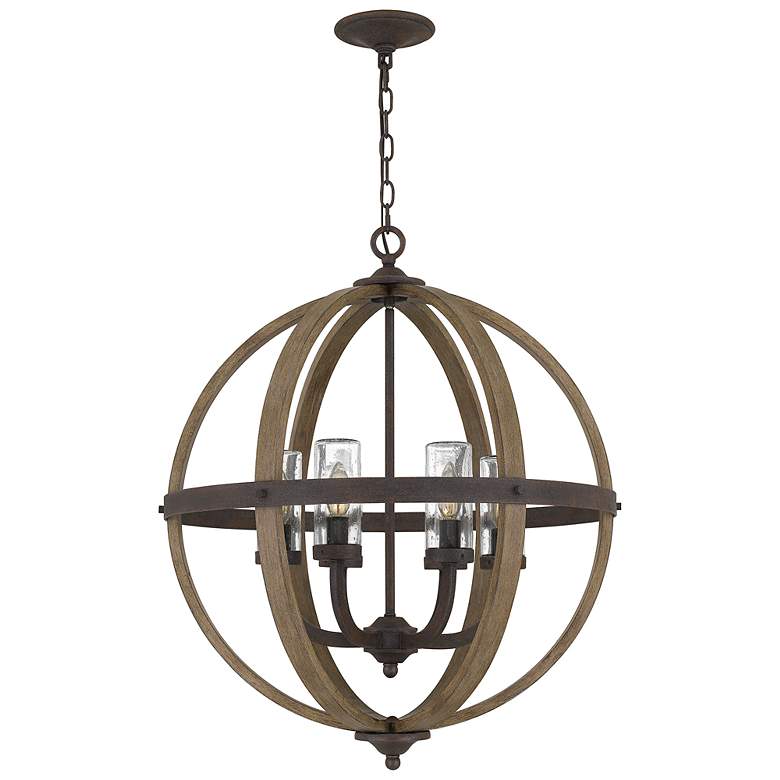 Image 2 Quoizel Fusion 24 3/4" Wide Black and Wood 6-Light Pendant Light