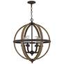 2_Quoizel Fusion 24 3/4" Wide Black and Wood 6-Light Pendant Light