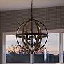 1_Quoizel Fusion 24 3/4" Wide Black and Wood 6-Light Pendant Light