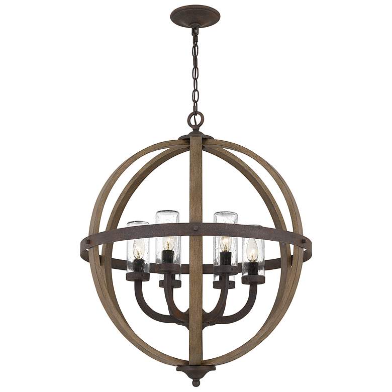 Image 4 Quoizel Fusion 24 3/4" Wide Black and Wood 6-Light Pendant Light more views