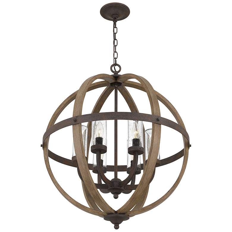 Image 5 Quoizel Fusion 24 3/4" Wide Black and Wood 6-Light Pendant Light more views
