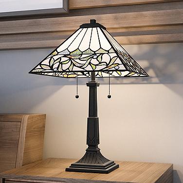 Quoizel Galahad 23" High Matte Black Tiffany Style Accent Table Lamp