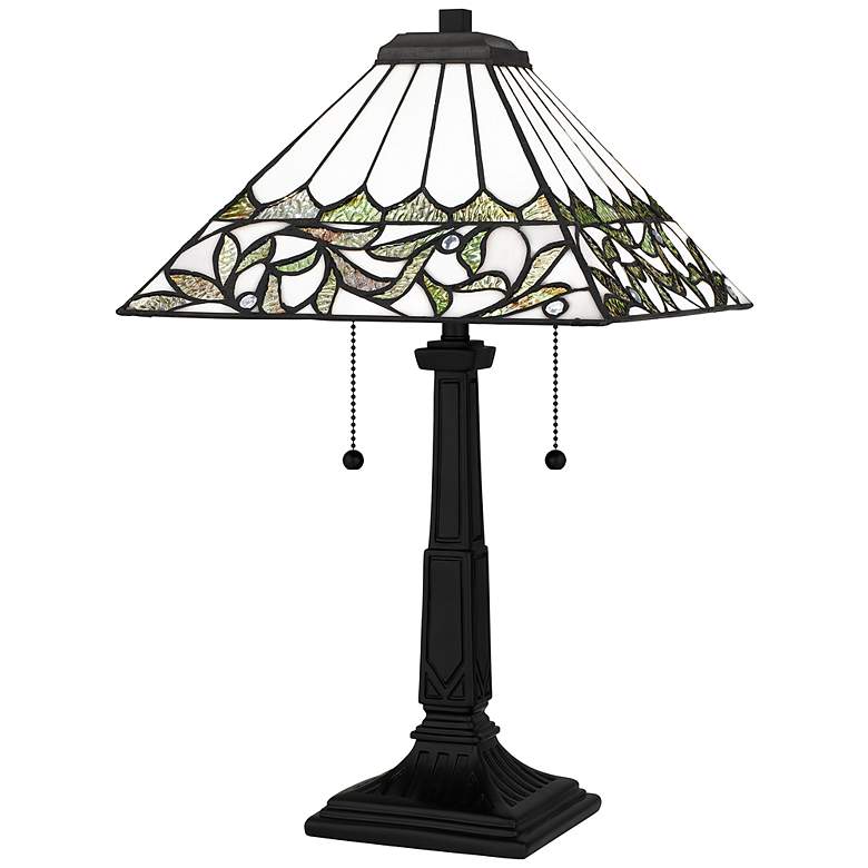 Image 2 Quoizel Galahad 23" High Matte Black Tiffany Style Accent Table Lamp