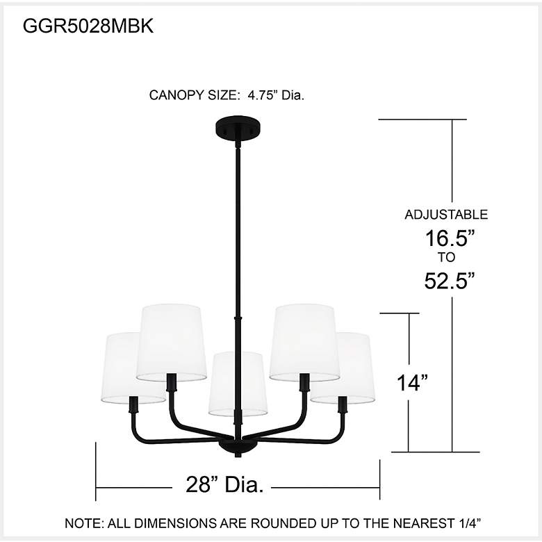 Image 7 Quoizel Gallagher 28" Wide Matte Black 5-Light Chandelier more views