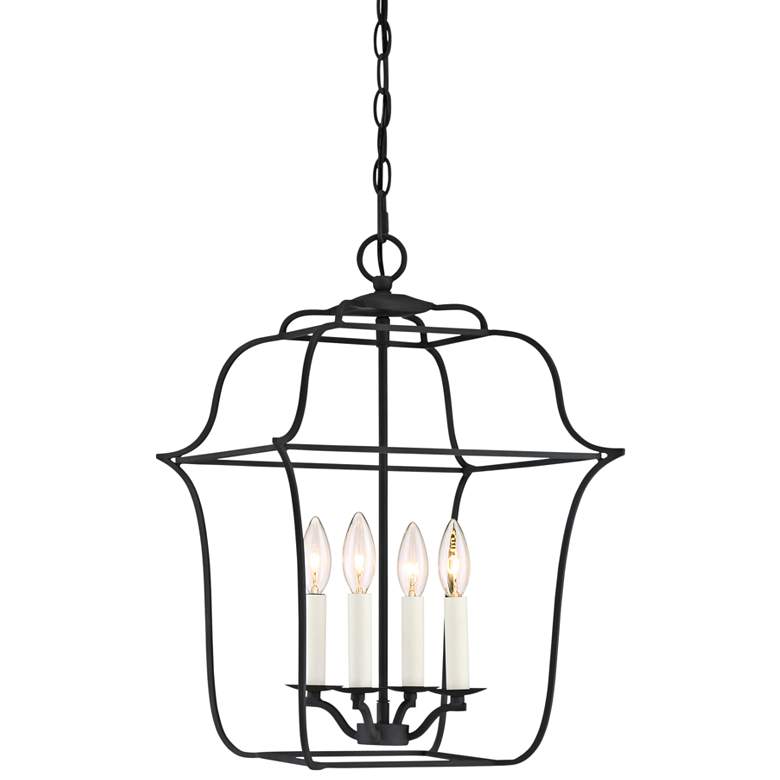 Image 2 Quoizel Gallery 14 inch W 4-Light Royal Ebony Cage Chandelier