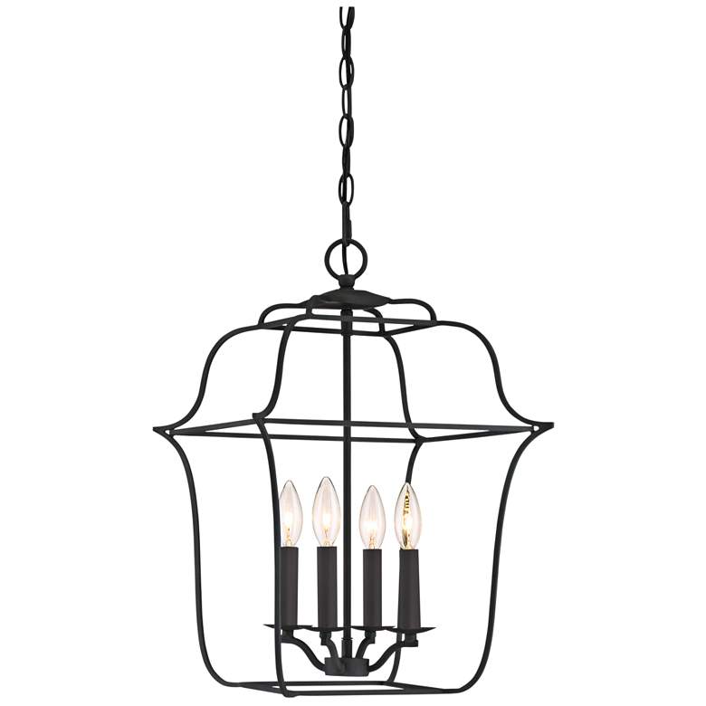 Image 6 Quoizel Gallery 14 inch W 4-Light Royal Ebony Cage Chandelier more views